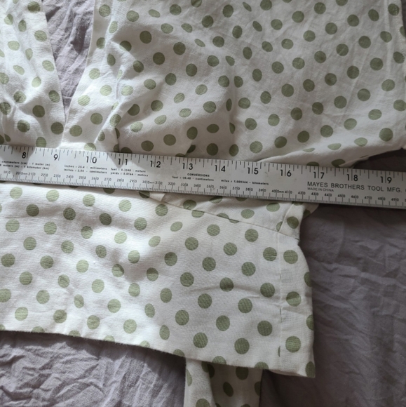 Zara Size Small Olive Green and Cream Polka Dot Linen Blend Crop Top - Picture 11 of 11